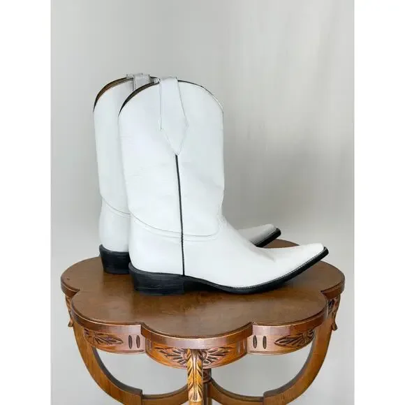 Caminos 14" Tall White Leather Western Boot US Mens 11.5 #0135C Made In Mexico - Picture 5 of 16
